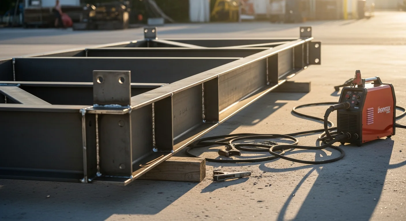 Professional certified welder performing metal welding